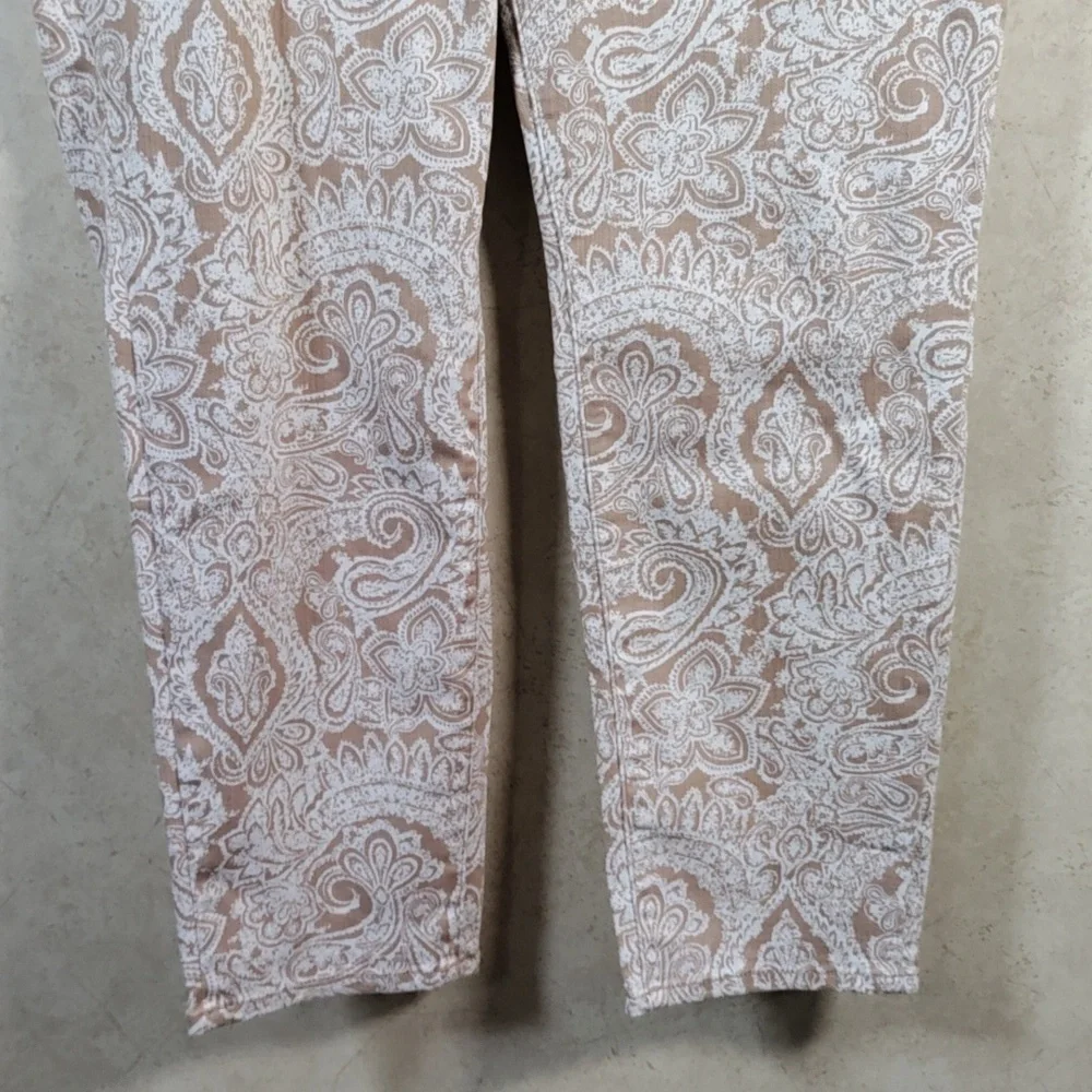 *164 Talbots tan & cream paisley Slim Ankle jeans 14P CLEARANCE